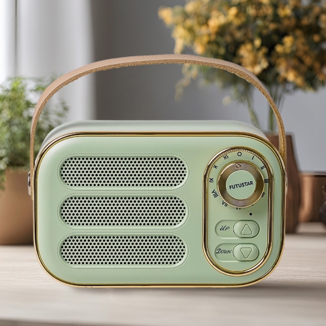 Top Selling  Wholesale Fashion Design TF AUX FM Radio Rechargeable Mini HiFi Sound Active Retro  Speaker