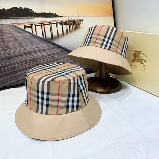 2021 New Fisherman Hat Classic Plaid Fisherman Hat Ladies Hat vintage Simple Fashion Accessories