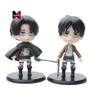 6 piezas/set 10cm lindo personaje de dibujos animados Eren Attack on Titan Pvc figura de juguete estatuas Anime figuras de acción - Product Image 5