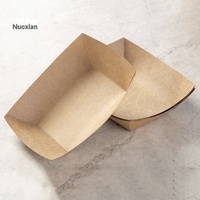 Boîtes jetables biodégradables en papier kraft, en forme de bateau, à ouverture supérieure, pour pop-corn, frites, ailes grillées, nuggets de poulet