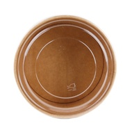 Bol à salade en papier enduit biodégradable imprimé sur mesure, écologique, à paroi simple, conteneur alimentaire multi-tailles, couvercle transparent