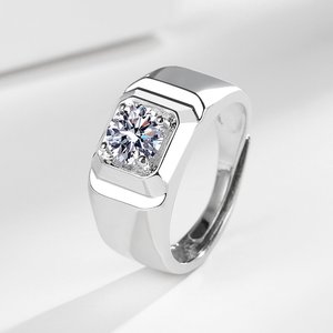 Funkeln der 1 Karat runder brillanter offener breiter <span class=keywords><strong>Ring</strong></span> für Männer Funkeln der Fingerring Diamant Funkeln der Ehering für Bräutigam - Product Image 1