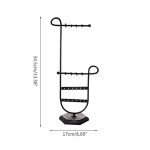 New Design Metal Jewelry Holder Fashion Necklace Bracelet <b>Earrings</b> Storage Rack Jewelry Stand Display With Marbledfinish Base - Product Image 2