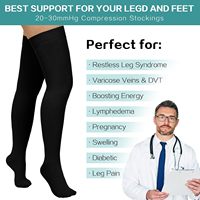 Bas de contention graduée 15-21 mmHg, hauteur cuisse, à bout fermé, anti-varices, avec bande en silicone pour le soulagement de l'œdème