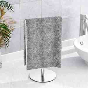 Porte-serviettes de toilette élégant en acier inoxydable sur pied pour salle de bain, rangement durable pour articles de toilette - Product Image 4