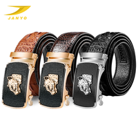 Ceinture en cuir véritable de marque supérieure, personnalisée en usine, avec tête de dragon 3D imprimée, boucle automatique coulissante, motif crocodile, pour hommes