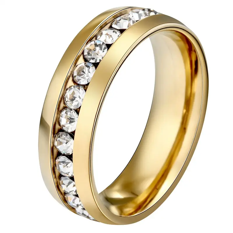 Персонализированные Мода однорядные циркон кольцо из нержавеющей стали для женщин Лидер продаж кольцо