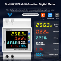 Moniteur sur rail DIN 6-en-1 110V 220V 100A – Compteur intelligent monophasé pour la surveillance de l'électricité avec affichage de tension, courant et puissance