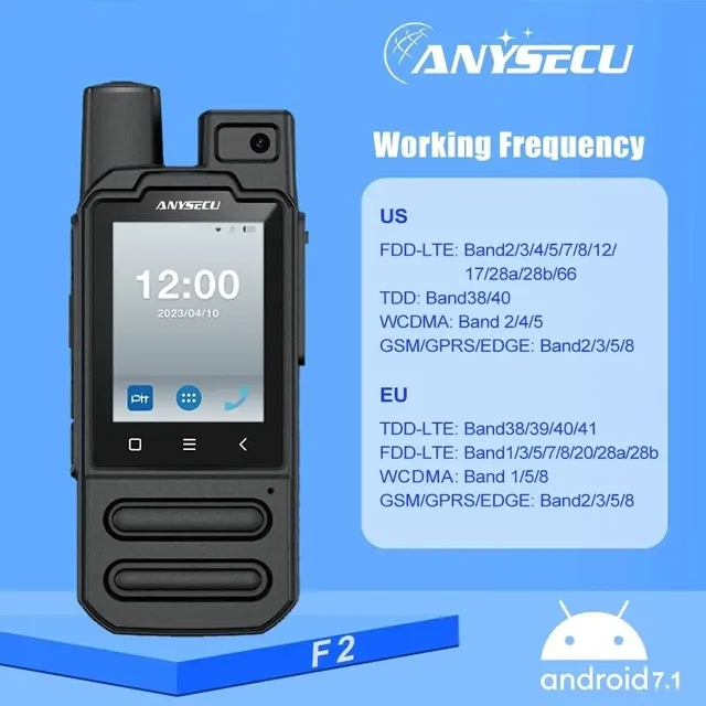 ANYSECU F2 4G Network Radio Android 7.1 Unlock Mobile Phone With WIFI GPS Work with Real-ptt Zello WalkieFleet