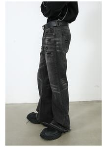 <span class=keywords><strong>Jeans</strong></span> Uomo Cargo Vintage Lavati Personalizzati Modello Svasato <span class=keywords><strong>Slim</strong></span> Fit in Denim con Toppe Effetto Vissuto - Product Image 5