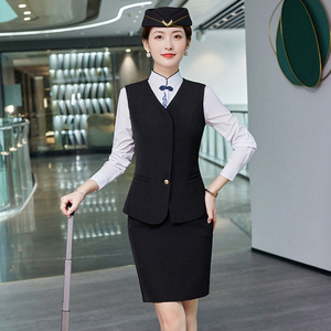 Custom logo Women Waistcoat Vest Formal Aviation <strong>Airline</strong> <strong>Hostess</strong> <strong>Uniform</strong> Fashion <strong>Airline</strong> Stewardess <strong>Uniform</strong> - Product Image 2