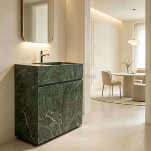 ตู้ห้องน้ำแบบสั่งทำพิเศษ ท็อปหินอ่อนสีเขียว ทุกขนาด สำหรับบ้าน โรงแรม วิลล่า - Product Image 2