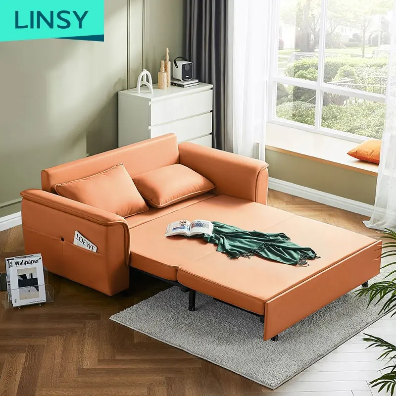 Linsy अंतरिक्ष को बचाने बहुउद्देश्यीय सोफे बिस्तर कपड़े तह आधुनिक कमरे में रहने वाले फर्नीचर Inflatable डबल सोफा बेड LS500FC1
