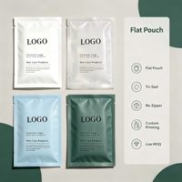 Sachet plat biodégradable à trois soudures avec logo personnalisé pour échantillons cosmétiques, crème visage, lotion et emballage de soins de la peau