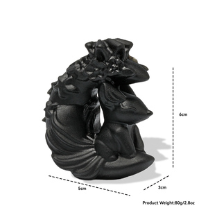 <span class=keywords><strong>Statuette</strong></span> de Bouddha chinoise de style <span class=keywords><strong>zen</strong></span> en obsidienne noire mate givrée, ornement en cristal sculpté pour la paix et la protection - Product Image 5