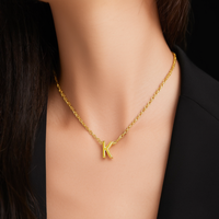 Collar con Colgante de Acero Inoxidable 316L, Chapado en Plata, Cadena de Caja, Letra Inicial K, Amuleto Moderno y Minimalista, Regalo de Joyería de Moda