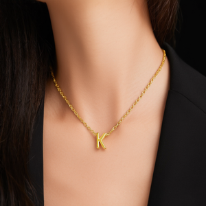 Collier pendentif en acier inoxydable 316L plaqué or PVD, breloque lettre initiale K, bijoux tendance - Product Image 3