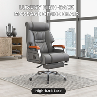 Chaise de bureau de direction ergonomique de luxe contemporaine à dossier haut, pivotante, avec fonction massage, en cuir PU et acier inoxydable, directement de l'usine