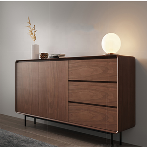 ウォールナットウッドサイドボードモダンキャビネット統合収納キャビネットモダンシンプル北欧無垢材リビングルーム収納ティーキャビネット - Product Image 2