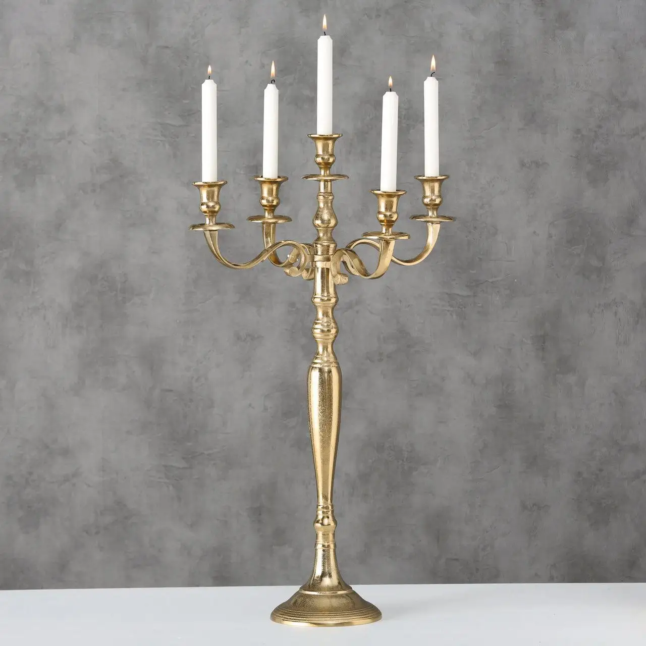 Candelabros com suporte de vela para 5 braços, candelabros com mesas de piso dourado para eventos de casamento, festas, decorações