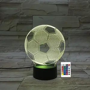 בריטניה צורת כדור כדורגל led מנורת 3D צעצועי ילדים led תאורת לילה אשליה מנורת אקרילית לעיצוב חדר ילדים עם שלט רחוק