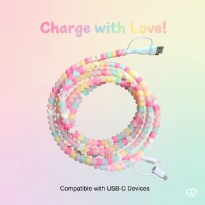 Câble de chargeur de téléphone en perles acryliques, bijoux fantaisie, perles multicolores, cordon de synchronisation de données USB - Product Image 5