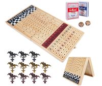Grand jeu de course de chevaux de 23 pouces, boîte en bois pliable, jeu de course de chevaux avec 11 chevaux en métal rétro, 2 dés, 2 cartes à jouer
