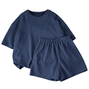 Completo estivo da <span class=keywords><strong>bambina</strong></span> in 2 pezzi, set rinfrescante per bambini con t-shirt a maniche corte con spalle scese e pantaloncini, set di abbigliamento per bambini - Product Image 4