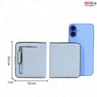 Dompet Kulit PU Anti RFID untuk Wanita dengan Kancing Penutup, Cocok untuk Penggunaan Sehari-hari & Aktivitas Luar Ruangan