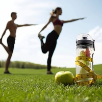 Bouteille d'eau détox minimaliste écologique Madou 1000 ml, sans BPA, en plastique, avec infuseur à fruits et thé, personnalisable, pour le sport, les enfants, mug sûr