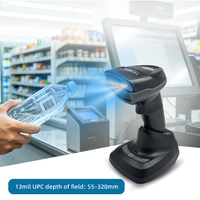 LONVILL Scanner de codes-barres 2D portable 2.4G Bluetooth 5.0 HID SPP BLE USB avec base de charge rapide et détection intelligente