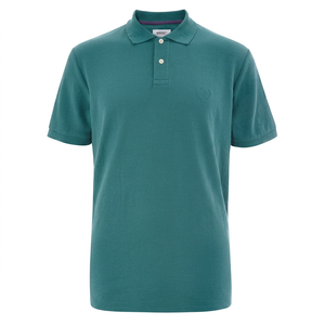 Chemise en tricot 100% coton pour homme avec logo sur le devant, manches courtes et tissu respirant - Product Image 1