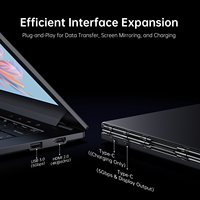 SOYEER Laptop MINI bisnis, Notebook komputer layar ganda PC core I7 1255U X1 DDR4 16GB RAM 1TB SSD 14 inci IPS 360 derajat