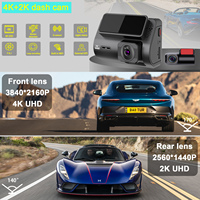 Caméra embarquée 4K WIFI GPS, caméra embarquée 4K+2K double objectif avant et arrière, double caméra HD vision nocturne 4k