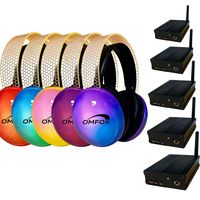 Casque sans fil OEM Glow Head-band pour sport, disco silencieux, avec émetteur LED rechargeable à double module, pour fête, et suppression du bruit ENC