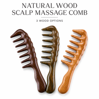 Peigne Gua Sha en bois de santal naturel personnalisé avec logo, à dents larges, masseur de cuir chevelu, outils de massage des méridiens pour la tête, les cheveux et le corps, OEM