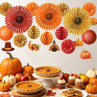 Bola Bunga Kertas Bertema Daun Maple Turki untuk Pesta Thanksgiving EASTTERN, Kipas Sarang Lebah, Tidak Beracun, Tahan Lama, Harga Pabrik