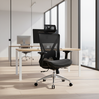 Chaise de bureau ergonomique en maille pour cadres, dossier haut, appui-tête réglable, soutien lombaire, certifiée BIFMA, vente directe usine