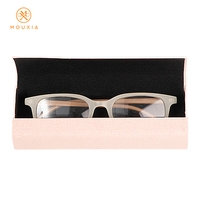 Étui à lunettes de soleil portable simple de haute qualité en cuir PU, étui à lunettes pliable carré avec logo personnalisé