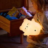 Lampe de chevet EGOGO Snore White Bear Pat en silicone, lumière douce blanc chaud, rechargeable par USB, protection oculaire, lampe souple, bruit blanc