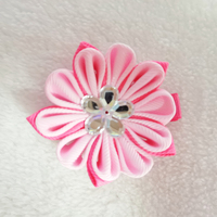 2.5 pouces usine personnalisée impression ruban rose fleur cheveux accessoires pince à cheveux pour bébé filles