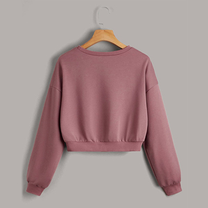 Primavera e autunno nuova camicetta Casual da <span class=keywords><strong>donna</strong></span> in tinta unita Design semplice <span class=keywords><strong>felpa</strong></span> a maniche lunghe - Product Image 5
