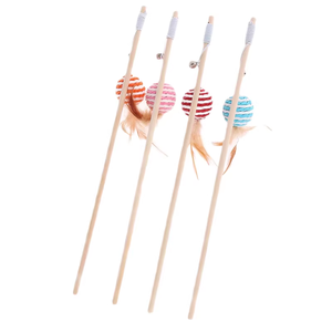Bacchetta Interattiva in Legno per Gatti con Piuma e Campanello, Giocattolo per Gatti Domestici - Product Image 5
