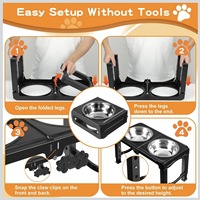 Özelleştirilebilir Katlanabilir Yüksek Köpek Mama Kapları, 5 Yükseklik Ayarlı (10-34 cm) Yükseltilmiş Köpek Mama Kabı Standı, Orta ve Büyük Boy Köpekler için