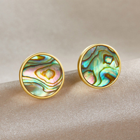 Boucles d'oreilles en argent S925 hypoallergénique plaqué or bijoux de plage boucles d'oreilles en coquillage d'ormeau pour femmes