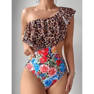 Nuevo traje de baño de una pieza de manga larga, bikini deportivo ajustado con estampado estilo europeo y americano, adelgazante, transfronterizo - Product Image 1