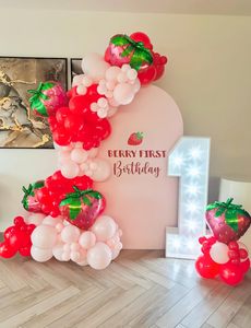 Strawberry <strong>Balloon</strong> Arch Garland Kit Pink Red <strong>Balloons</strong> with Large Strawberry Foil <strong>Balloon</strong> Sweet One Birthday Party Decoration - Product Image 5
