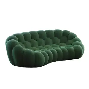 Sang Trọng Đồ Nội Thất Phòng Khách 3 Chỗ Ngồi Vải Nhung Roche Bobois Bong Bóng Sofa Chesterfield Bộ