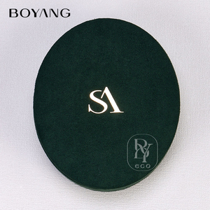 Boyang Custom New Design Luxury Green Oval <b>Earring</b> Necklace Packaging Velvet Jewelry <b>Box</b> - Product Image 6