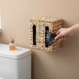 Panier de rangement tissé Bobai, rectangulaire, couleur naturelle, à fixer au mur, boîte de rangement en rotin recouvert, organisateur de bureau RZM-A01 - Product Image 5